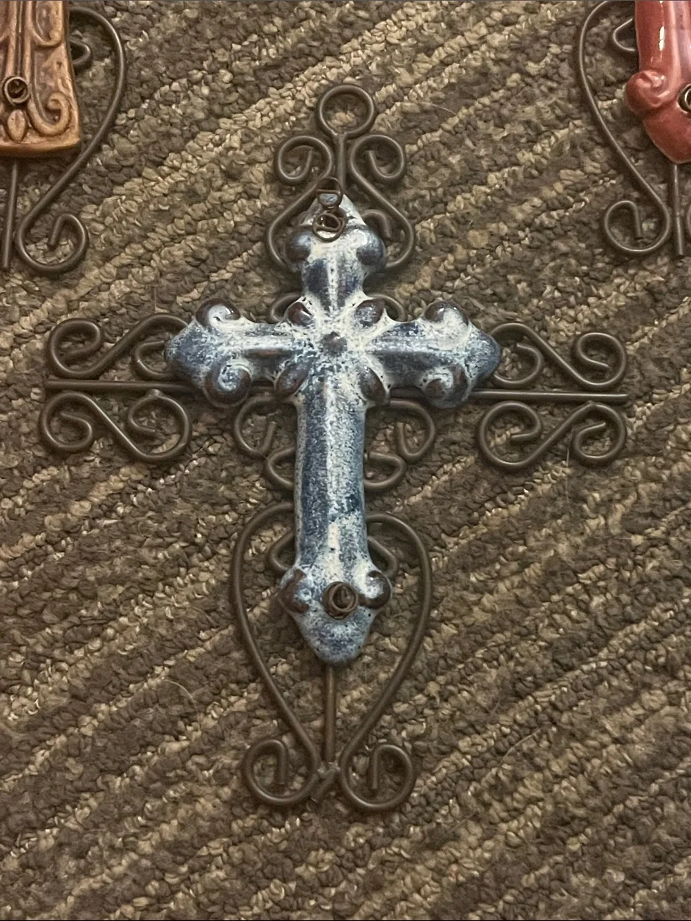 Decorative Wall Cross Trio - Brown, Red, Blue